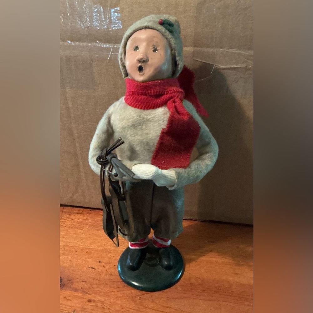 Rare 1989 Byers’ Choice Boy W/Wooden Skates